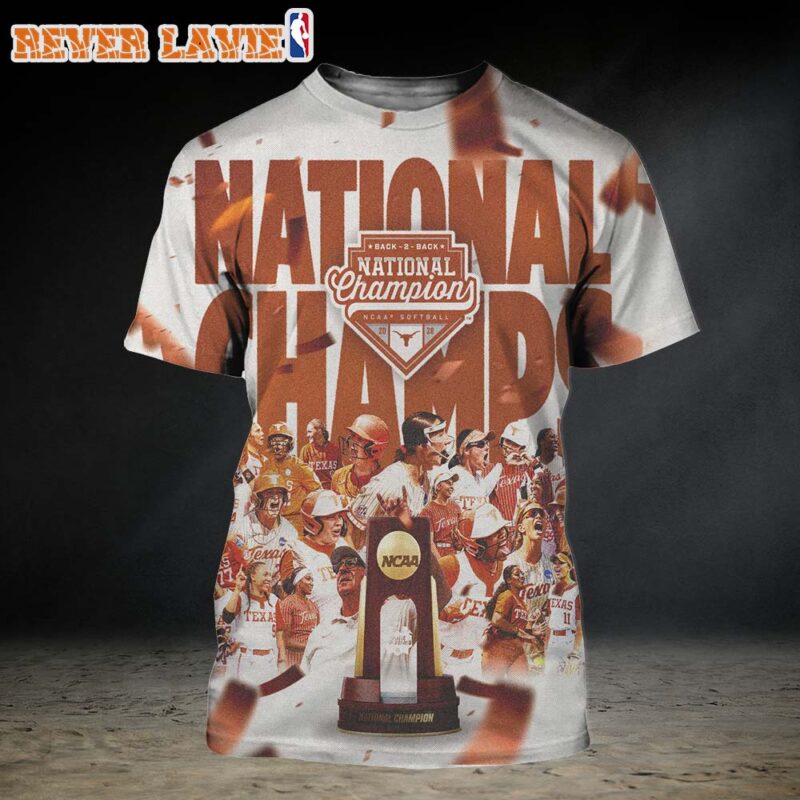 Texas Longhorns NCAA Softball Back to Back National Champions 2026 All Over Print Shirt