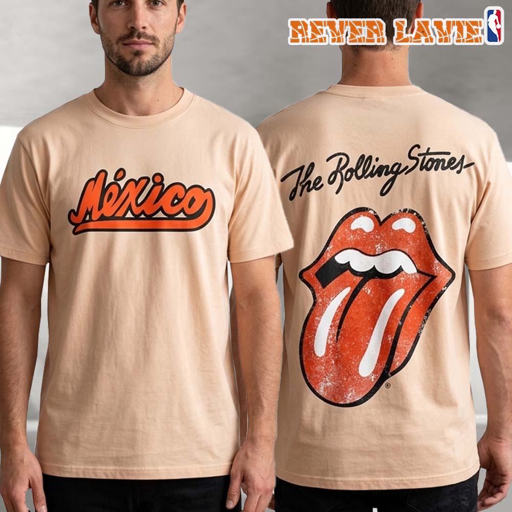 The Rolling Stones x Diablos Mexico Baseball Script Tongue Logo Two Sided Beige T-Shirt The Rolling Stones x Diablos Mexico Baseball Script Tongue Logo Two Sided Beige T-Shirt