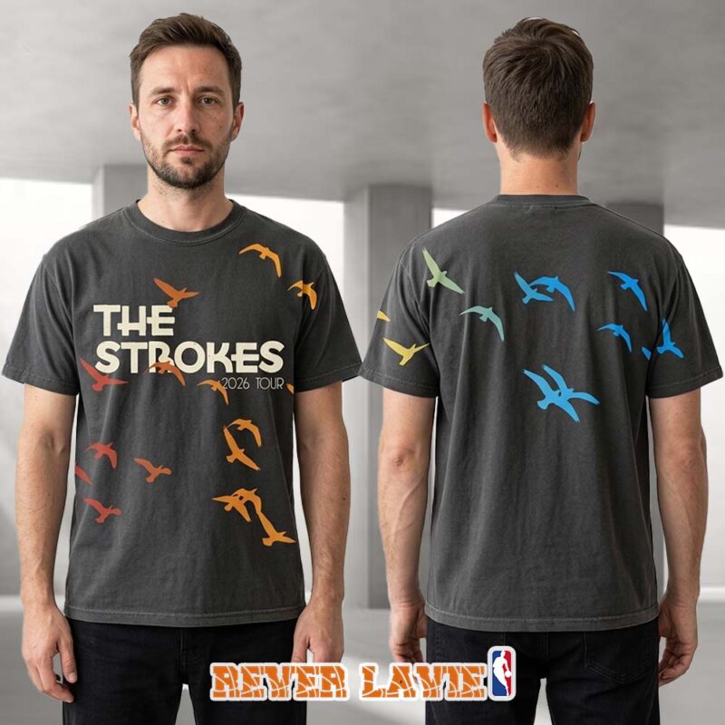 The Strokes Reality Awaits Allover Birds 2026 Tour Tee