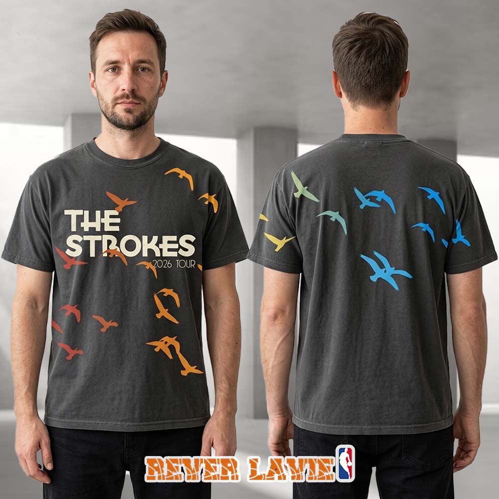 The Strokes Reality Awaits Allover Birds 2026 Tour Tee The Strokes Reality Awaits Allover Birds 2026 Tour Tee