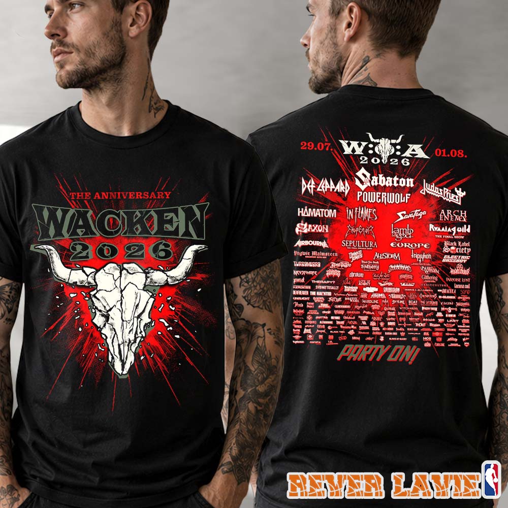Wacken Open Air XXXV Anniversary 2026 Official Main Lineup Bullhead Skull Black T-Shirt Wacken Open Air XXXV Anniversary 2026 Official Main Lineup Bullhead Skull Black T-Shirt