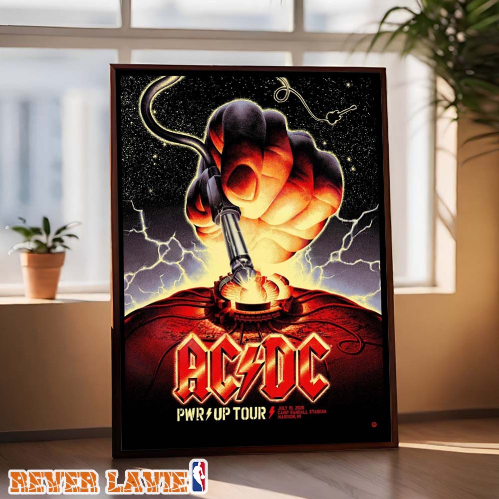 ACDC Show Print At Camp Randall Stadium In Madison Wisconsin On July 19 2026 PWR UP Tour Lightning Guitar Artwork Poster Canvas ACDC Show Print At Camp Randall Stadium In Madison Wisconsin On July 19 2026 PWR UP Tour Lightning Guitar Artwork Poster Canvas