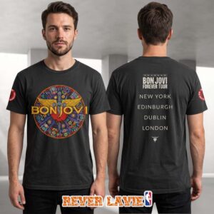Bon Jovi Heart & Dagger Stained Glass Forever Tour 2026 Black T-Shirt Official Concert Merch