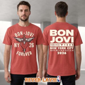 Bon Jovi NY ’26 New York Forever Tour Vintage Red T-Shirt Official Concert Merch