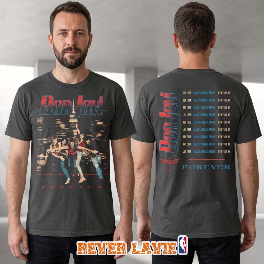 Bon Jovi Retro New York Photo Black T-Shirt Official Merchandise Bon Jovi Retro New York Photo Black T-Shirt Official Merchandise