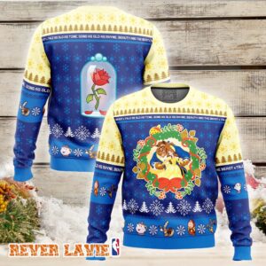 Christmas Beauty and the Beast Ugly Christmas Sweater Funny Xmas Party Sweater