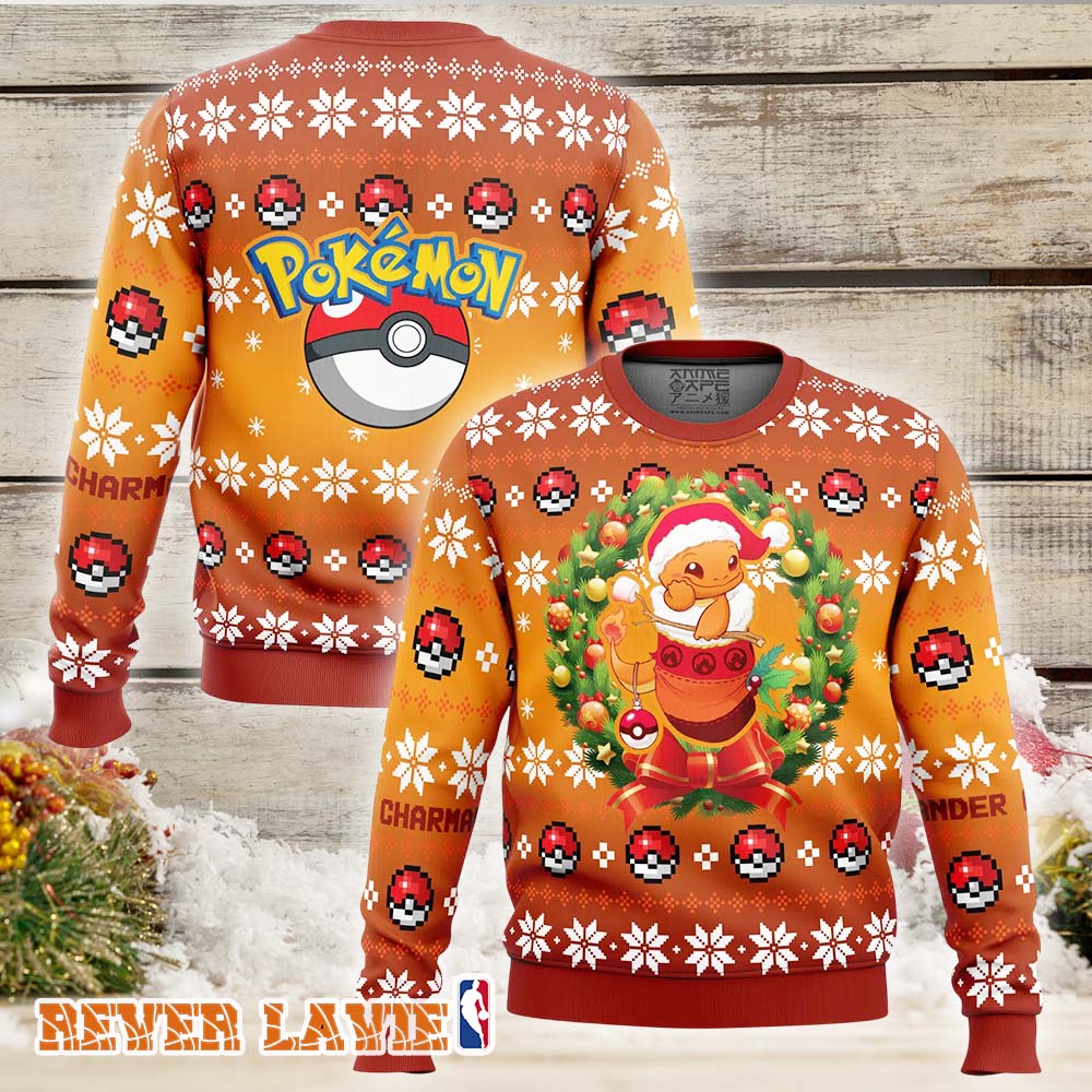 Christmas Charmander Pokemon Ugly Christmas Sweater Festive Holiday Jumper Christmas Charmander Pokemon Ugly Christmas Sweater Festive Holiday Jumper