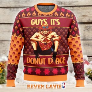 Christmas Portgas D Ace Donut One Piece Ugly Christmas Sweater Funny Anime Holiday Knit Jumper