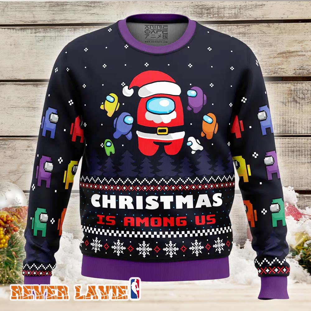 Christmas is Among Us Ugly Christmas Sweater Premium All Over Print Sweater Christmas is Among Us Ugly Christmas Sweater Premium All Over Print Sweater