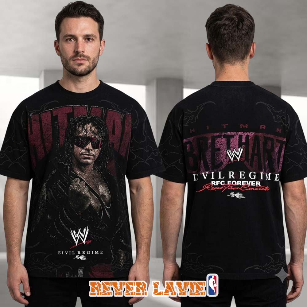 Civil Regime x WWE Black Bret Hart Hitman Hart Vintage All Over Print Shirt Civil Regime x WWE Black Bret Hart Hitman Hart Vintage All Over Print Shirt