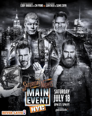 Cody Rhodes & CM Punk vs Gunther & Sami Zayn WWE Saturday Night's Main Event NYC Madison Square Garden Match Poster 2026