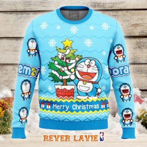 Doraemon Funny Anime Ugly Christmas Sweater Holiday Knit Jumper