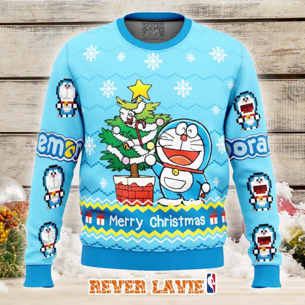 Doraemon Funny Anime Ugly Christmas Sweater Holiday Knit Jumper Doraemon Funny Anime Ugly Christmas Sweater Holiday Knit Jumper