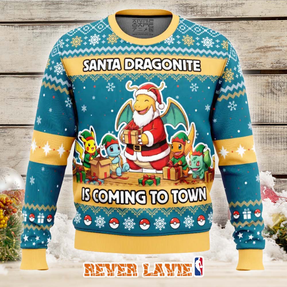 Dragonite Santa Pokemon Ugly Christmas Sweater Dragonite Santa Pokemon Ugly Christmas Sweater