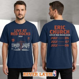 Eric Church Navy Red Rocks Event T-Shirt At Red Rocks Amphitheatre In Morrison Colorado 2026 Concert Merch