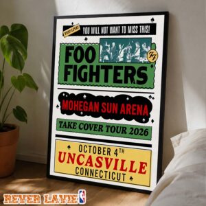 Foo Fighters Concert Poster At Mohegan Sun Arena In Uncasville Connecticut On October 4 2026 Take Cover Tour Poster Canvas