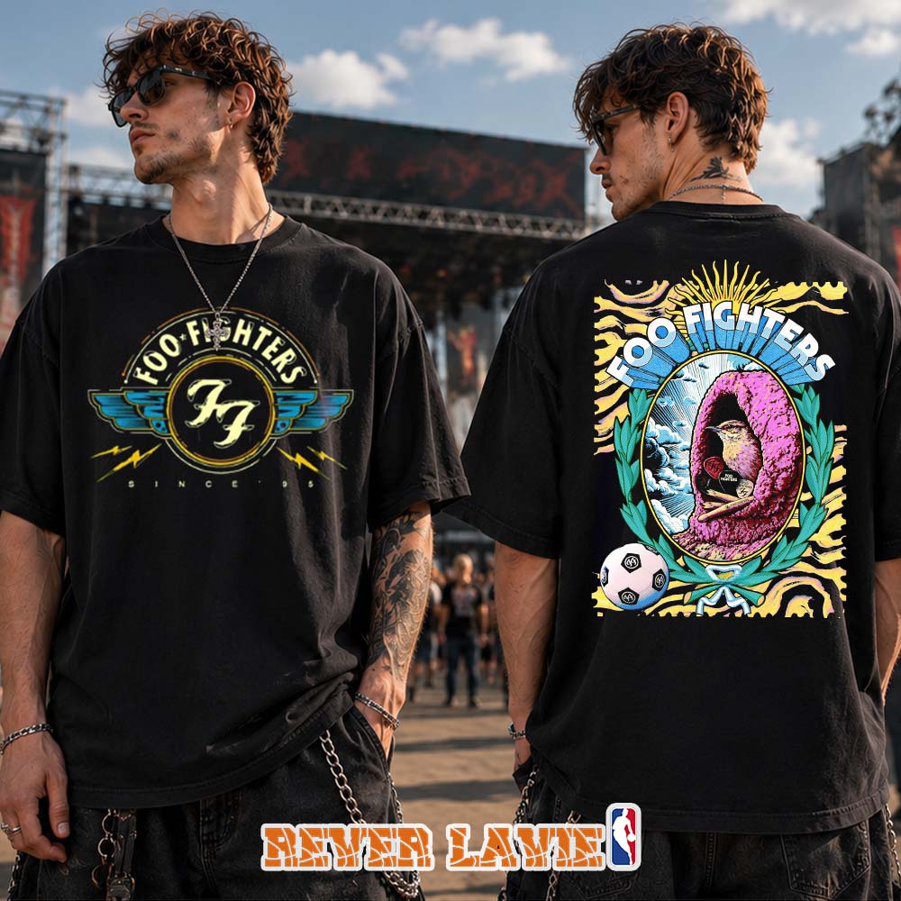 Foo Fighters Buenos Aires August 6 2026 Return Announcement Winged FF Logo Two Sides T-Shirt Bird Nest Back Graphic Foo Fighters Buenos Aires August 6 2026 Return Announcement Winged FF Logo Two Sides T-Shirt Bird Nest Back Graphic