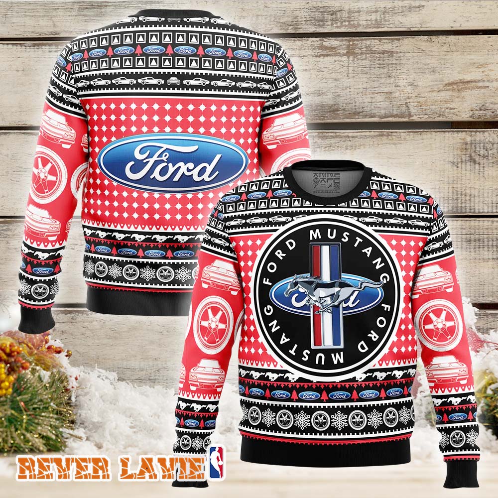 Ford Mustang Ugly Christmas Sweater Holiday Gift for Car Fans Ford Mustang Ugly Christmas Sweater Holiday Gift for Car Fans