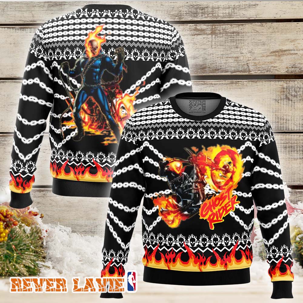 Ghost Rider Ugly Christmas Sweater Holiday Wardrobe Essential Ghost Rider Ugly Christmas Sweater Holiday Wardrobe Essential