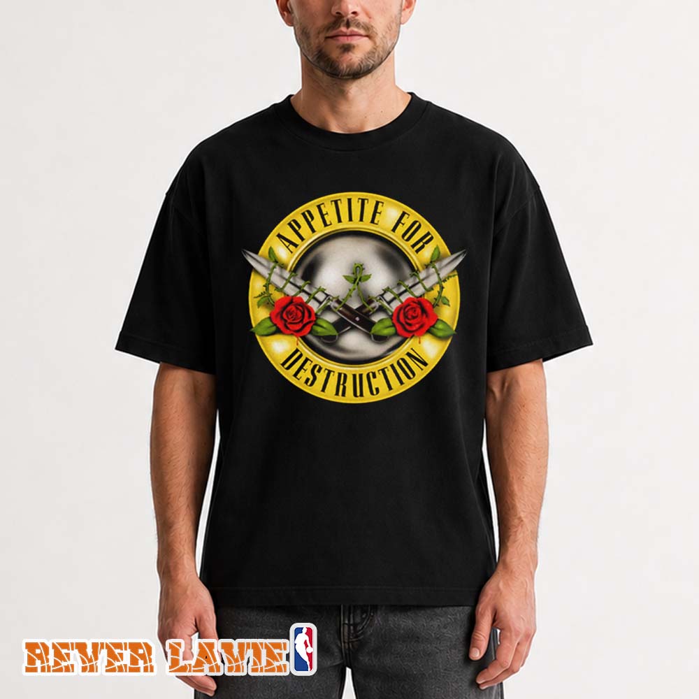 Guns N Roses Appetite For Destruction Knives Bullet Logo Graphic T-Shirt Guns N Roses Appetite For Destruction Knives Bullet Logo Graphic T-Shirt