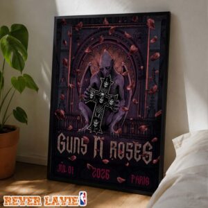 Guns N Roses Show Poster At Paris La Défense Arena In Paris France On July 01 2026 Gothic Gargoyle Artwork Poster Canvas