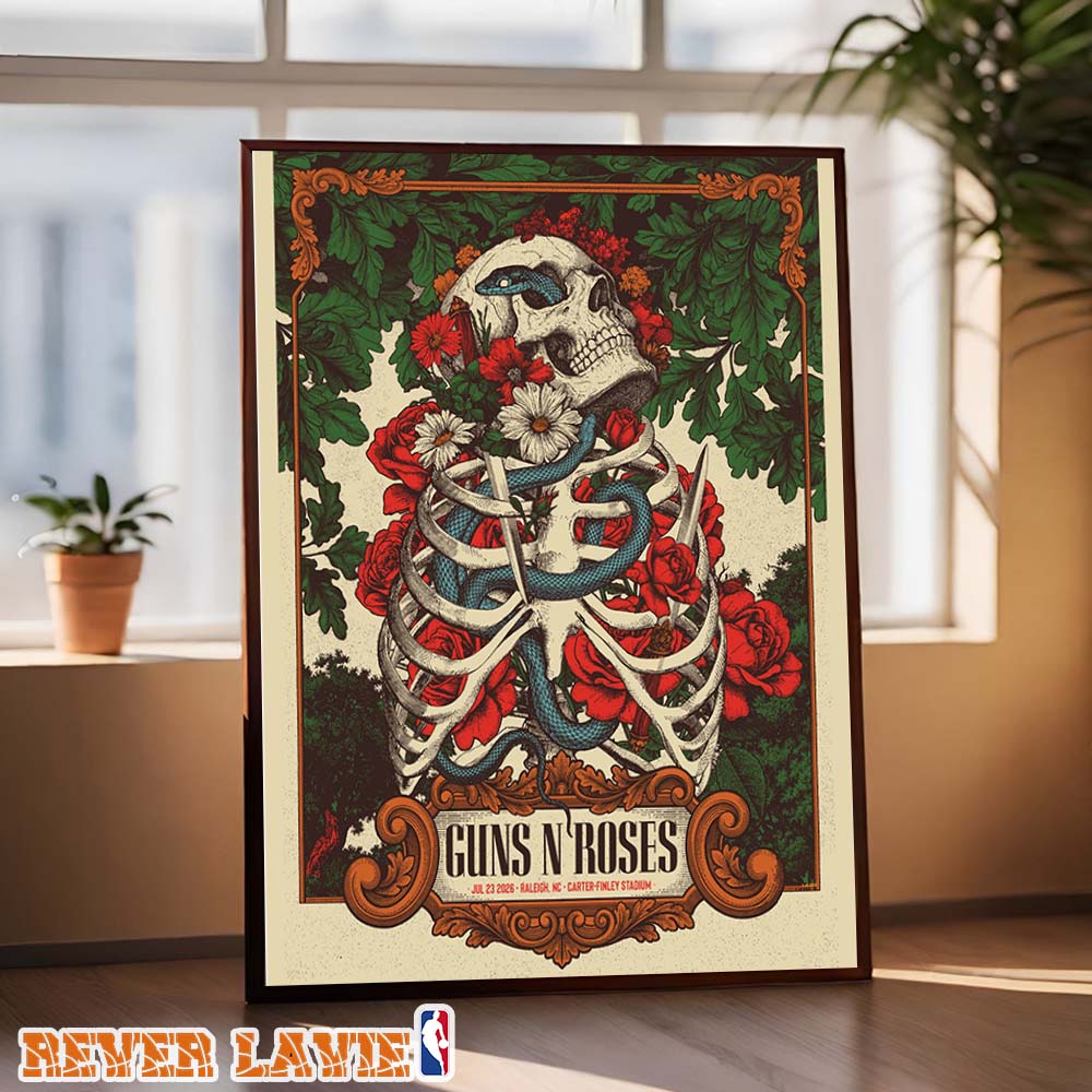 Guns N Roses The North America Tour Starts Concert Poster At Carter Finley Stadium In Raleigh NC On July 23 2026 Poster Canvas Guns N Roses The North America Tour Starts Concert Poster At Carter Finley Stadium In Raleigh NC On July 23 2026 Poster Canvas