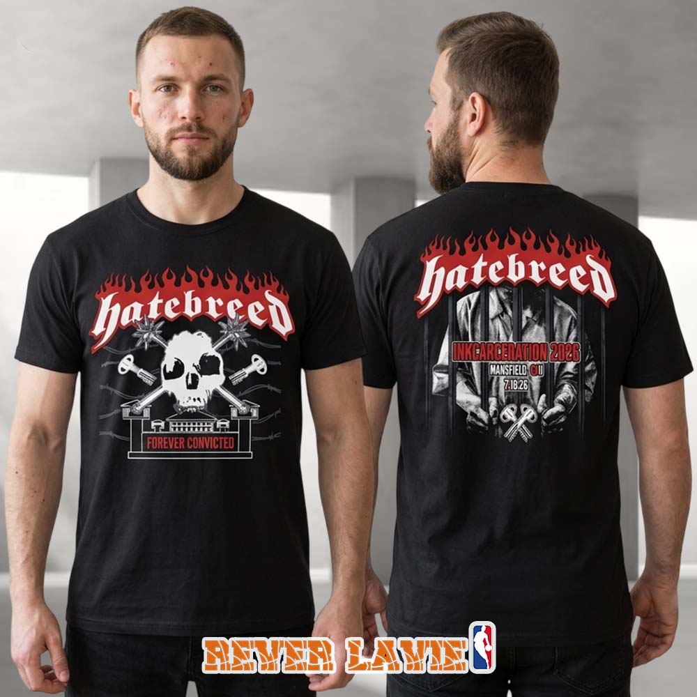 Hatebreed Inkcarceration 2026 Exclusive Event T-Shirt Ohio State Reformatory Mansfield Ohio July 18 2026 Forever Convicted Two Sided Hatebreed Inkcarceration 2026 Exclusive Event T-Shirt Ohio State Reformatory Mansfield Ohio July 18 2026 Forever Convicted Two Sided