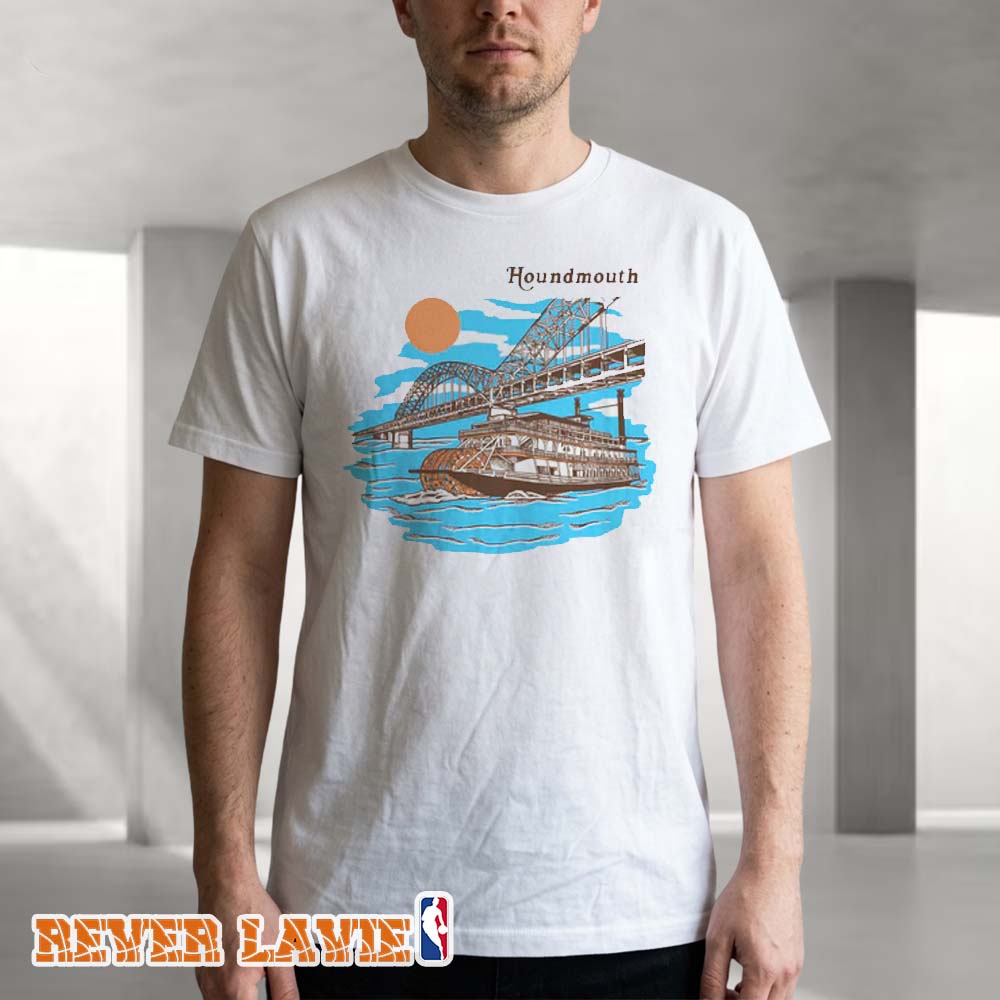 Houndmouth New Riverboat T-Shirt Americana River Design Houndmouth New Riverboat T-Shirt Americana River Design
