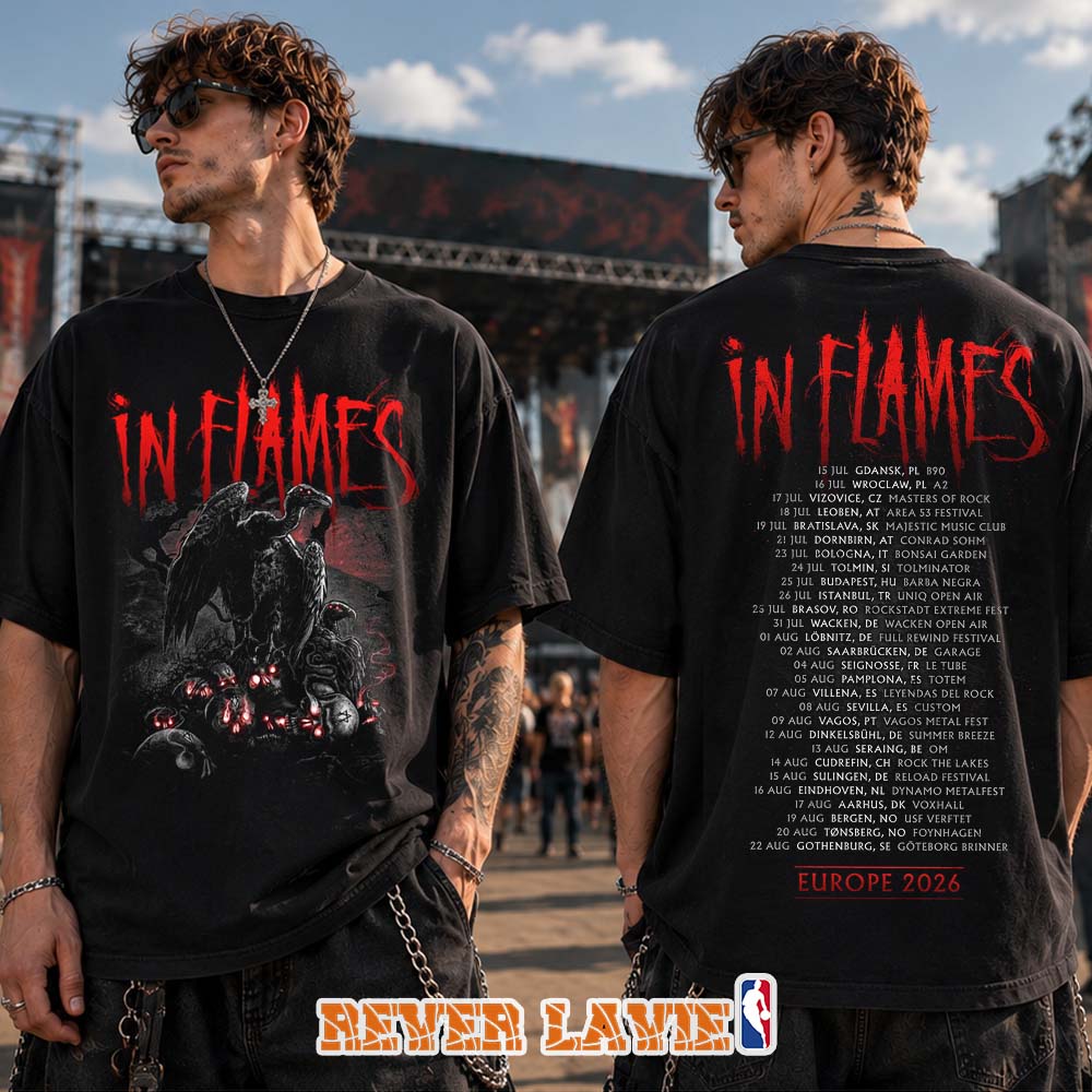 In Flames European Summer Tour 2026 Two Sides Graphic T-Shirt In Flames European Summer Tour 2026 Two Sides Graphic T-Shirt