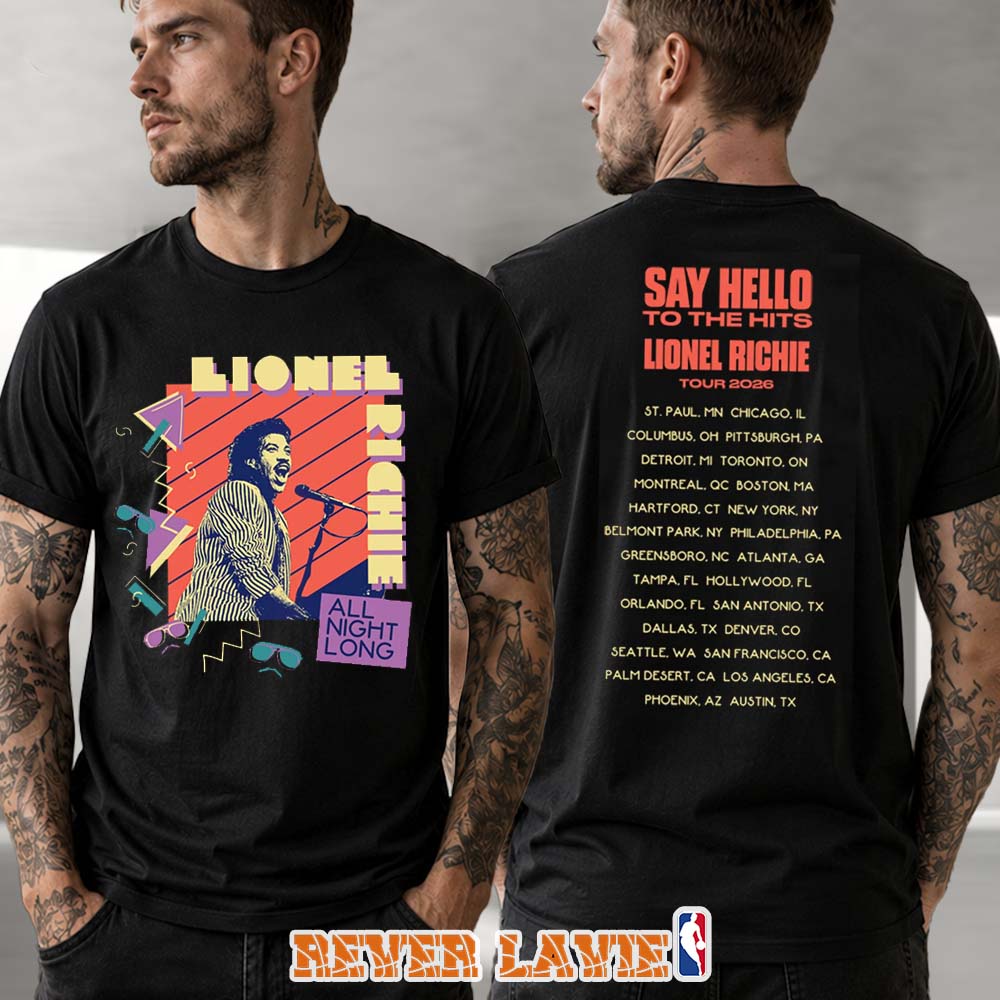 Lionel Richie All Night Long Tour Black T-Shirt Classic Concert Tee Lionel Richie All Night Long Tour Black T-Shirt Classic Concert Tee