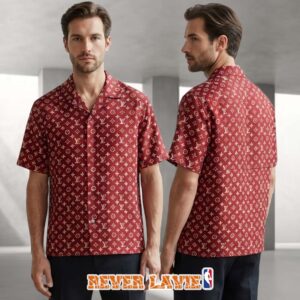 Louis Vuitton LV Initials Luxury Series Gun Button Up Hawaiian Shirt