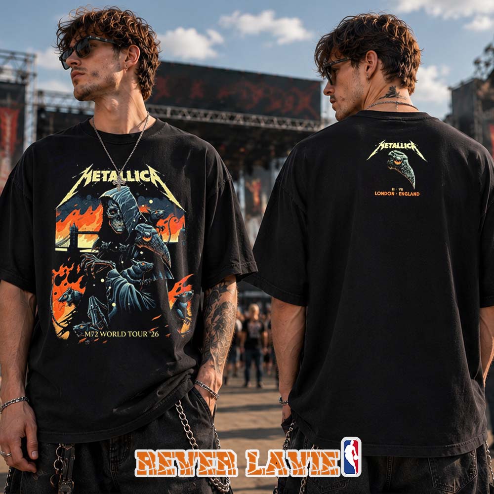 Metallica M72 London England 2026 Night 1 Exclusive Merch At London Stadium In London Engand On 3 July 2026 Unisex T-Shirt Metallica M72 London England 2026 Night 1 Exclusive Merch At London Stadium In London Engand On 3 July 2026 Unisex T-Shirt