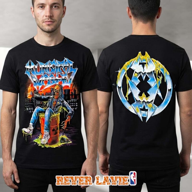 Municipal Waste Chrome Reaper Graphic T Shirt Summer Of Shove European Tour 2026 Hazard Symbol Back Print