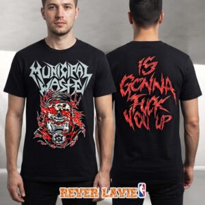 Municipal Waste Mutant Skull Graphic T Shirt Summer Of Shove European Tour 2026 Fuck You Up Back Print