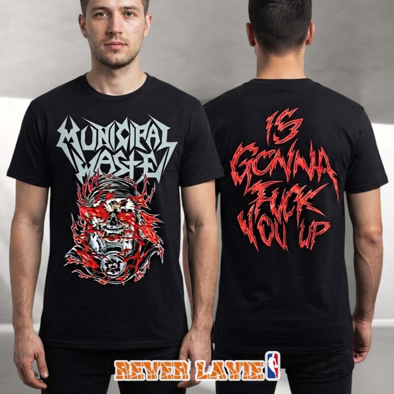 Municipal Waste Mutant Skull Graphic T Shirt Summer Of Shove European Tour 2026 Fuck You Up Back Print