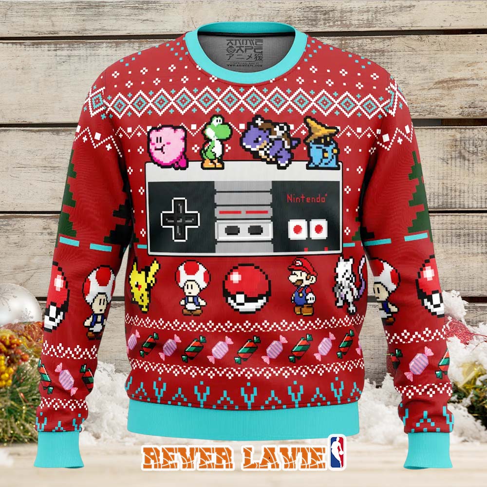 Nintendo Classic NES Controller Retro Ugly Christmas Sweater Nintendo Classic NES Controller Retro Ugly Christmas Sweater