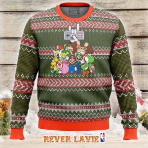 Nintendo Ugly Christmas Sweater Retro Gaming Holiday Knit Jumper