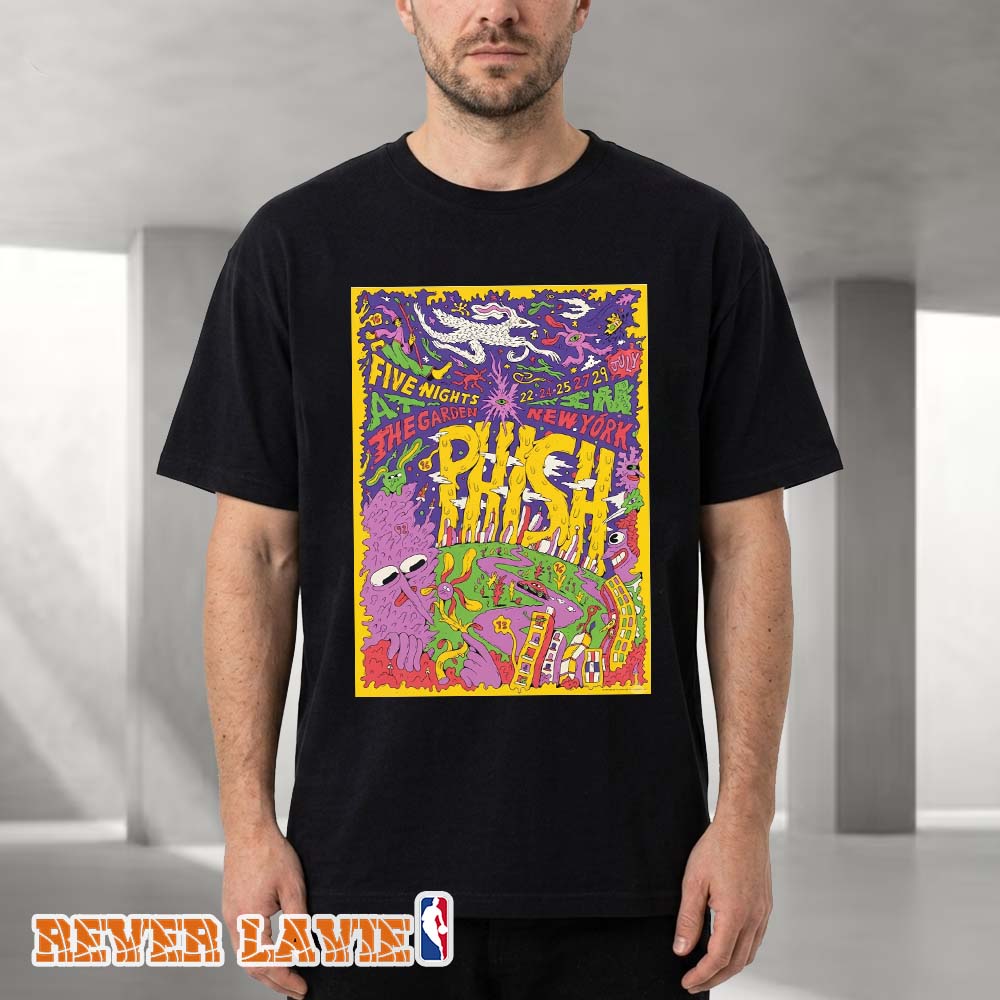 Phish Commemorative Art Poster At Madison Square Garden In New York City On July 22, 24, 25, 27, 29 2026 Five Nights Surreal Artwork Unisex Tee Phish Commemorative Art Poster At Madison Square Garden In New York City On July 22, 24, 25, 27, 29 2026 Five Nights Surreal Artwork Unisex Tee
