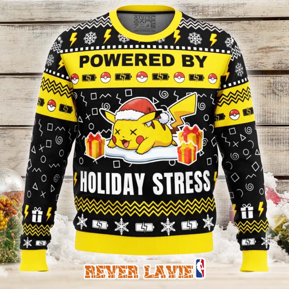 Pikachu Holiday Stress Pokemon Ugly Christmas Sweater Funny Holiday Knit Jumper Pikachu Holiday Stress Pokemon Ugly Christmas Sweater Funny Holiday Knit Jumper
