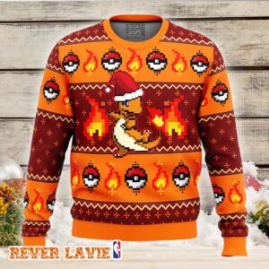 Pokemon Charmander Ugly Christmas Sweater Retro Holiday Party Sweatshirt