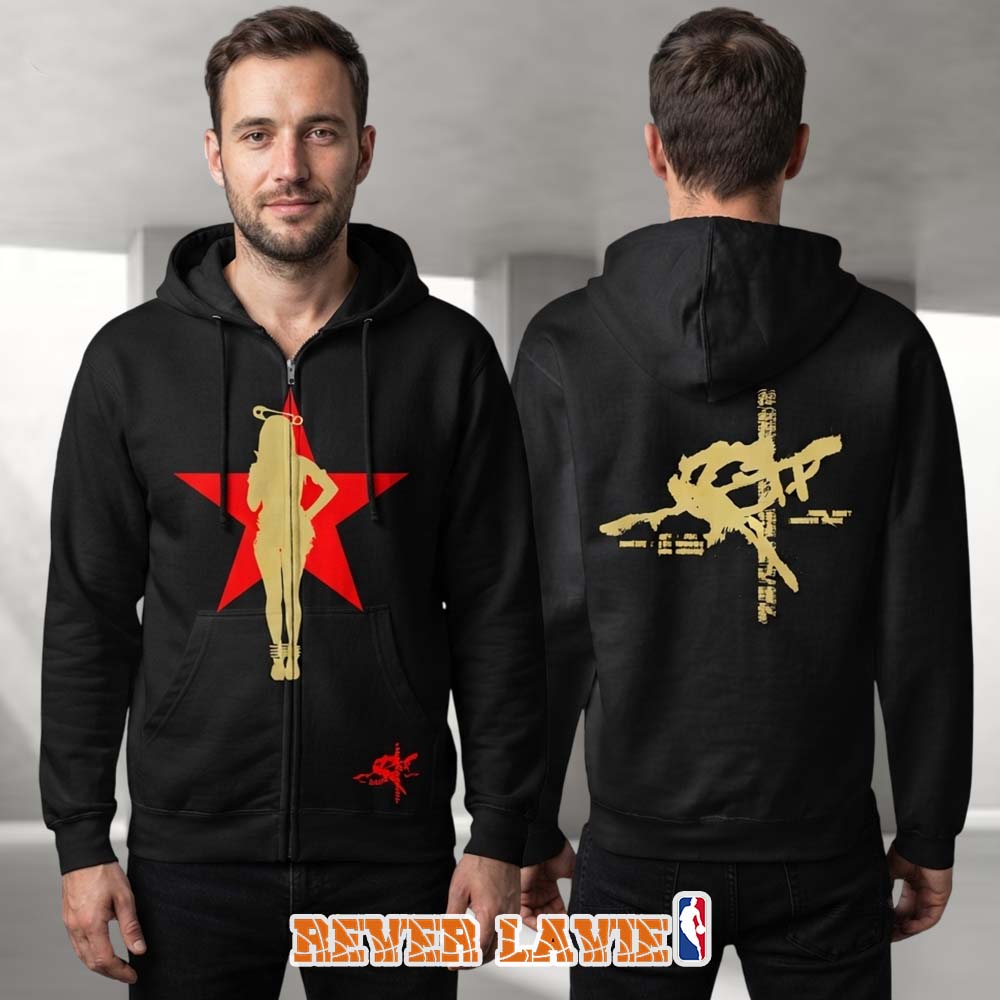 Rico Nasty Pin Up Star Black Two Sided Zip Hoodie Rico Nasty Pin Up Star Black Two Sided Zip Hoodie