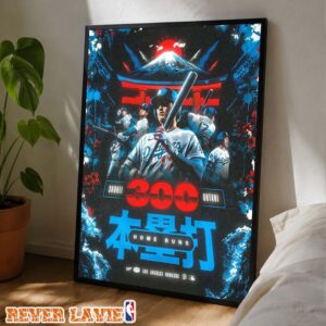 Shohei Ohtani Los Angeles Dodgers 300 Home Runs MLB Milestone Poster Canvas