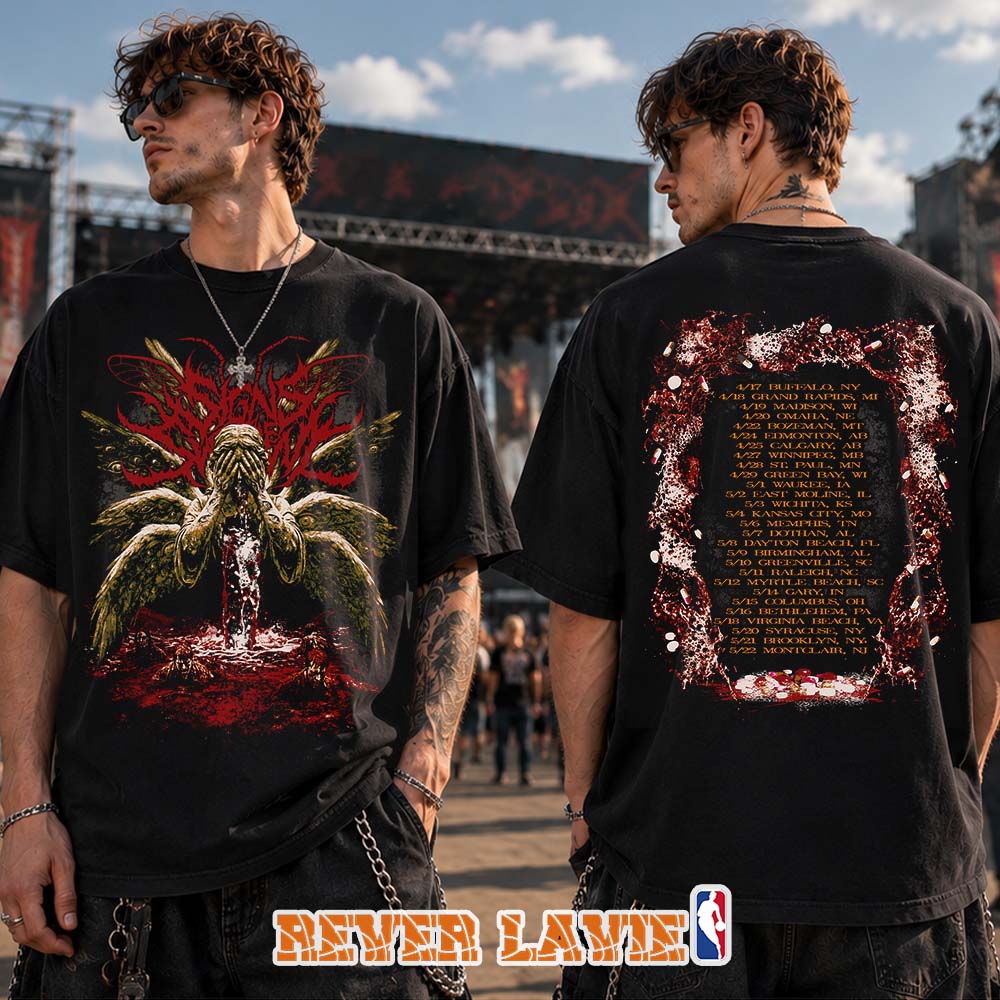 Signs Of The Swarm 2026 North America Tour Dates Black T-Shirt Signs Of The Swarm 2026 North America Tour Dates Black T-Shirt