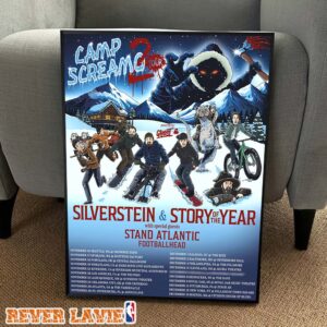 Silverstein And Story Of The Year Camp Scream 2 Tour 2026 Featuring Stand Atlantic And Footballhead Tour Dates Poster Canvas