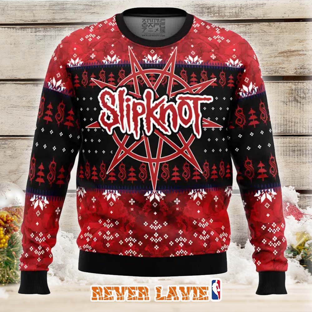 Slipknot Ugly Christmas Sweater Heavy Metal Holiday Knit Jumper Slipknot Ugly Christmas Sweater Heavy Metal Holiday Knit Jumper