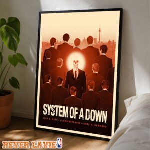 System Of A Down Concert Poster At Olympiastadion In Berlin Germany On July 8 2026 Red Edition Poster Canvas