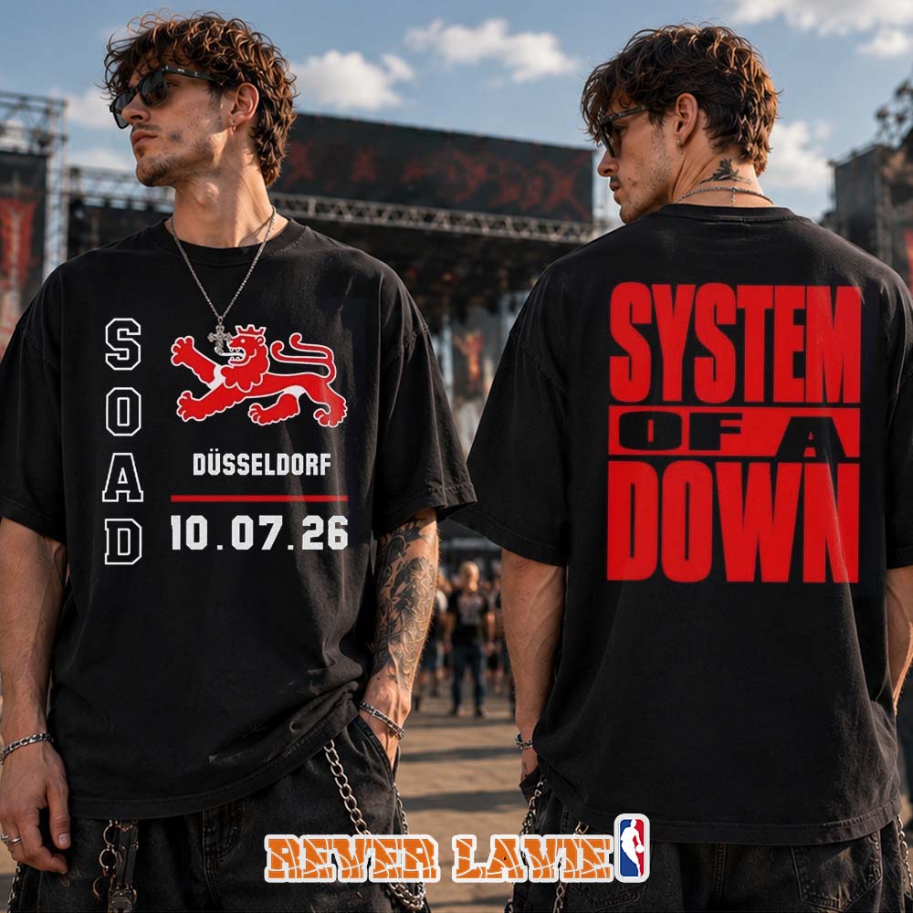 System Of A Down Düsseldorf Germany 2026 Exclusive Event T-Shirt At Open Air Park On July 10 2026 Official Tour Merch System Of A Down Düsseldorf Germany 2026 Exclusive Event T-Shirt At Open Air Park On July 10 2026 Official Tour Merch