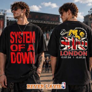 System Of A Down London Tottenham Hotspur Stadium Pop-Up Shop July 13 & 15 2026 Black T-Shirt Official Merchandise