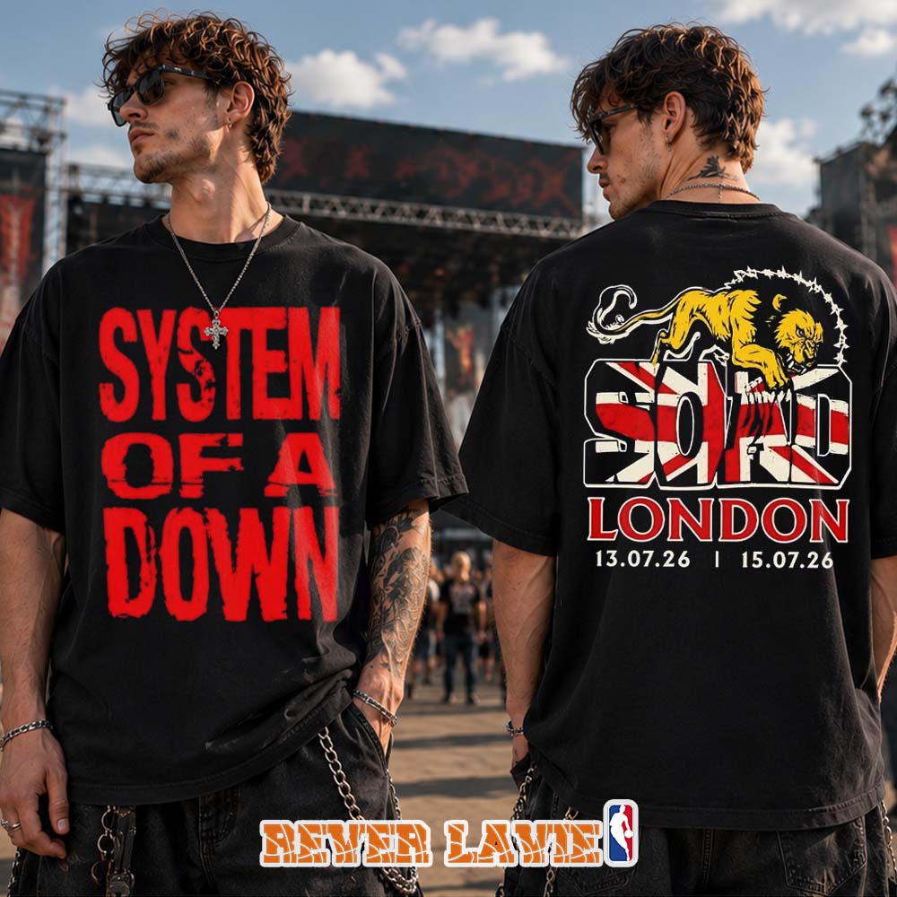 System Of A Down London Tottenham Hotspur Stadium Pop-Up Shop July 13 & 15 2026 Black T-Shirt Official Merchandise System Of A Down London Tottenham Hotspur Stadium Pop-Up Shop July 13 & 15 2026 Black T-Shirt Official Merchandise