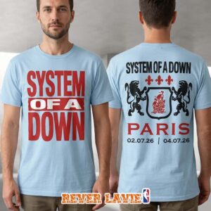 System Of A Down Paris 2026 European Stadium Tour Official Light Blue T-Shirt